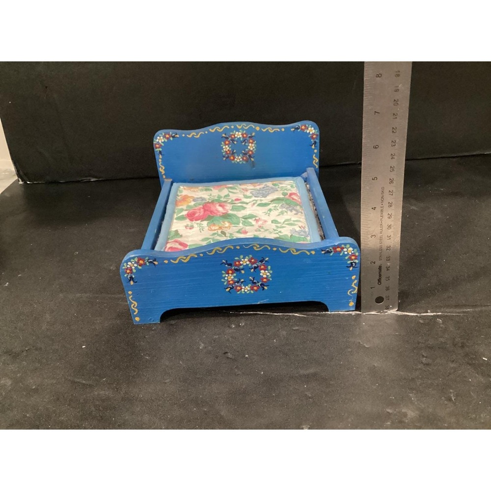 Vintage Dora Kuhn W Germany Blue Green Dollhouse Furniture Bedroom Pieces Teal